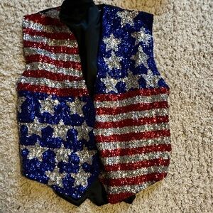 Sequin American Flag Vest